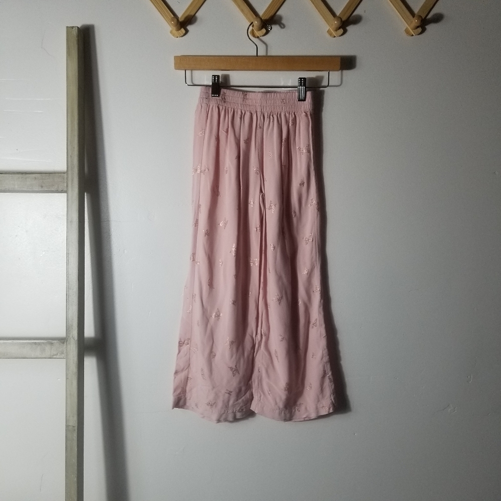 H&M GIRL'S DRESSY PINK PANTS WITH BUTTERFLIES SIZE 7